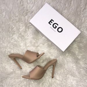 EGO OFFICIAL Briana Pointed Peep Toe MuleNudeLycra